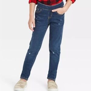 Cat & Jack Girls' Mid-Rise Pull-On Jeggings in Dark Vintage Blue - Size 10 Plus
